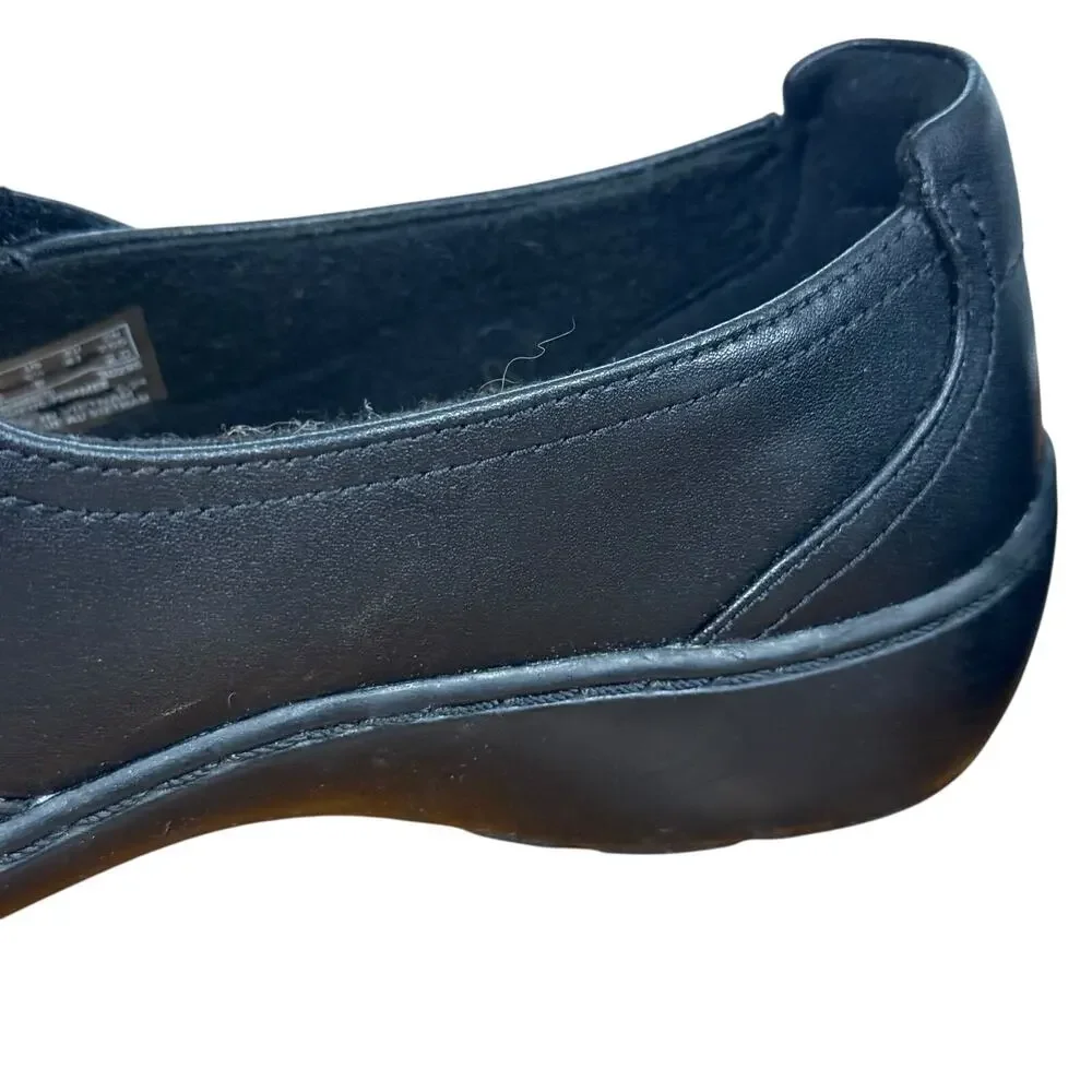 Clarks Collection Cora Dahlia Mary Jane Black Leather Comfort Shoes Loafer 9.5 W